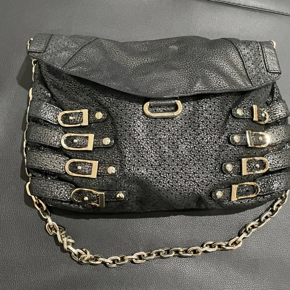 Jimmy Choo Small Blythe Black Leather Shoulder Bag - Picture 7 of 14